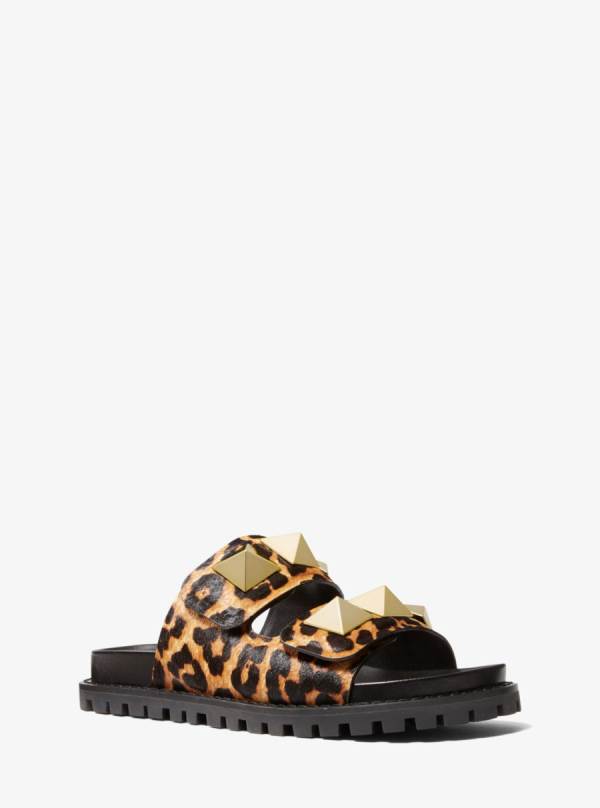 Damske Slapky Michael Kors Stark Studded Leopard Print Calf Hair Leopardie - Topanky Michael Kors Akcia | MPSQV-0789
